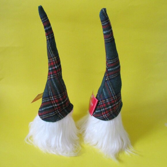 Plaid tartan hat gnome set of 2 - Picture 4 of 7